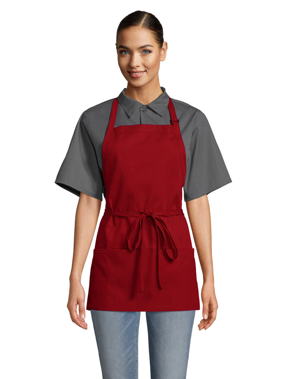 Unisex Sliding Adjustable Neck Apron - 3011 - Red