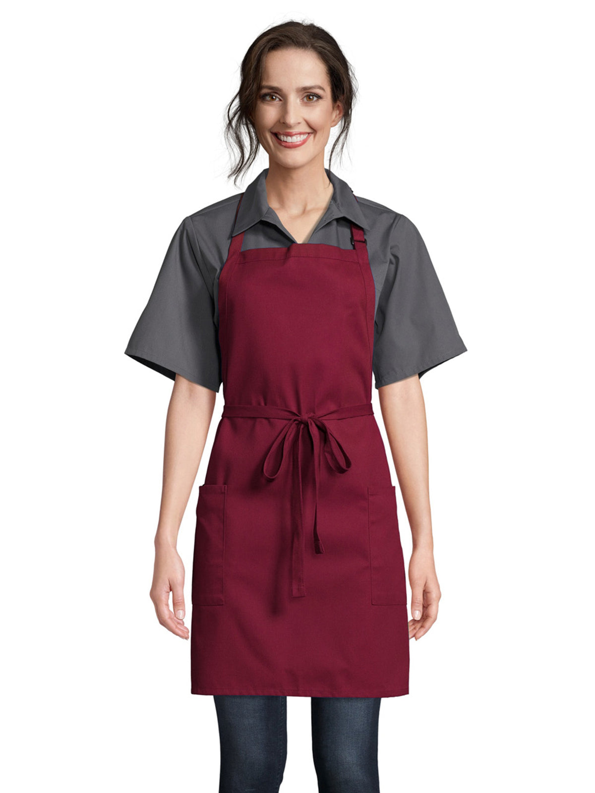 Unisex Adjustable Neck Apron - 3016 - Burgundy