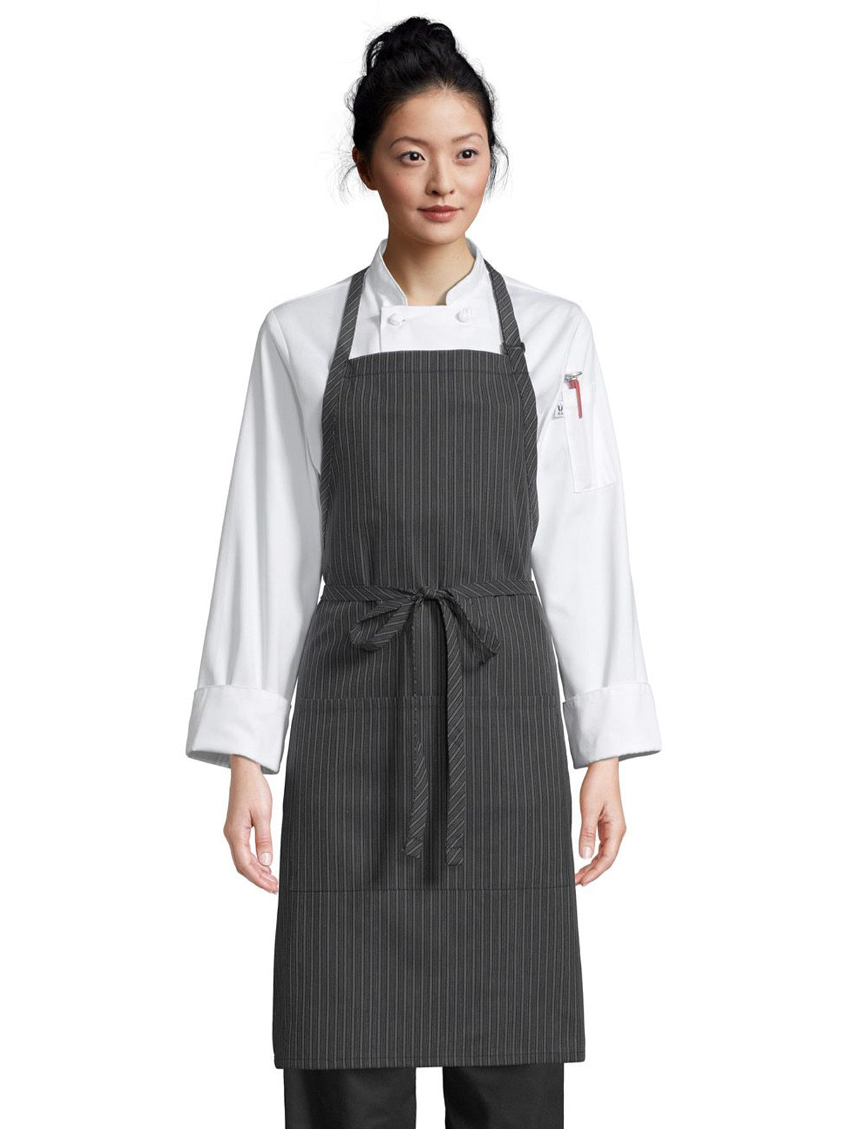 Unisex Sliding Adjustable Neck Apron - 3018 - Grey Triple Pin Stripe