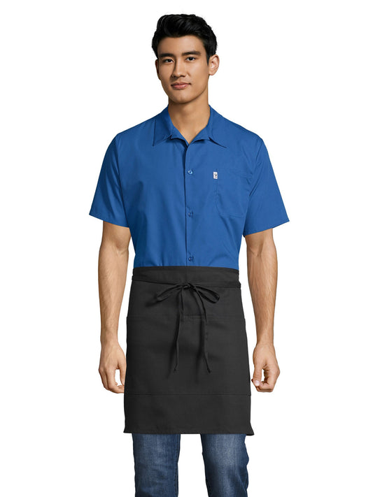 Unisex Two-Section Patch Pocket Apron - 3056 - Black