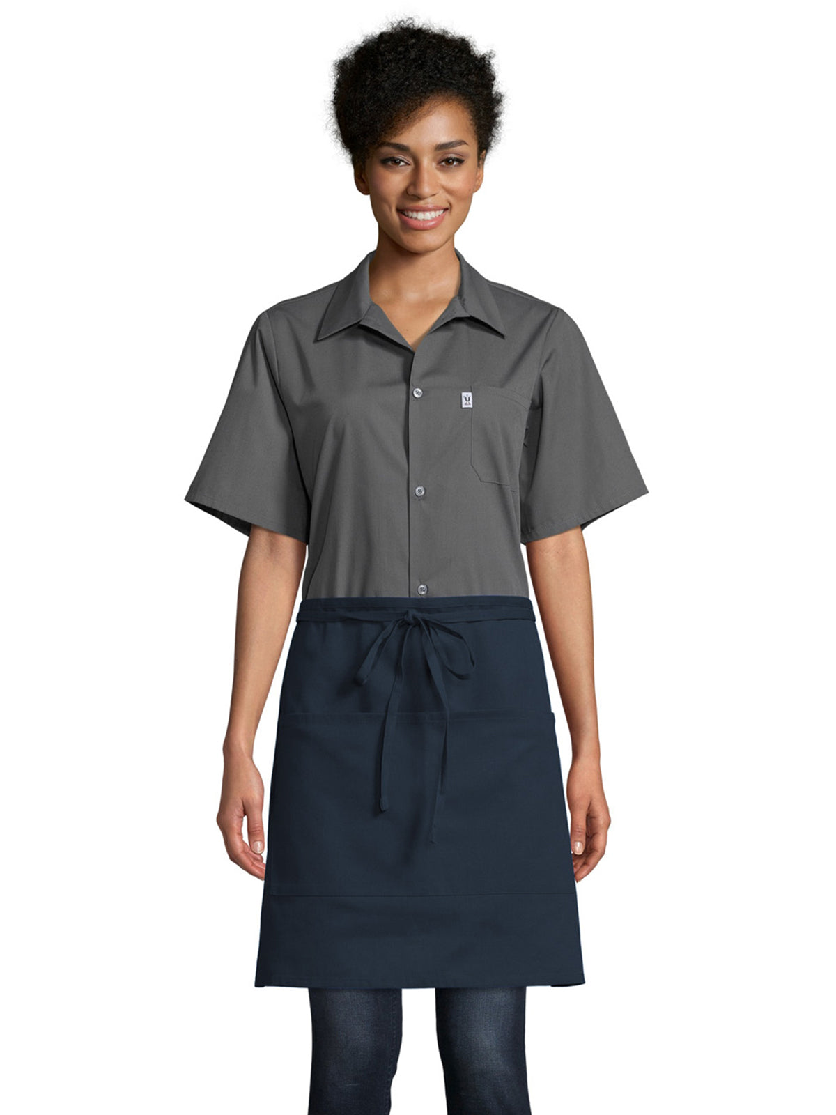 Unisex Two-Section Patch Pocket Apron - 3056 - Navy