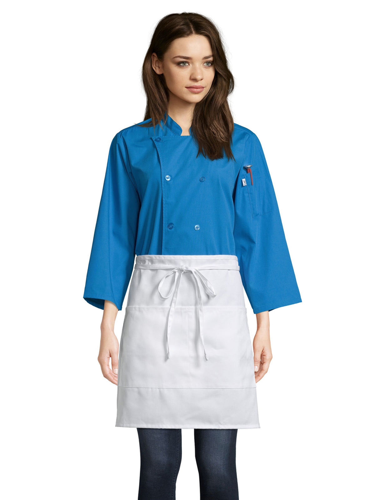 Unisex Two-Section Patch Pocket Apron - 3056 - White