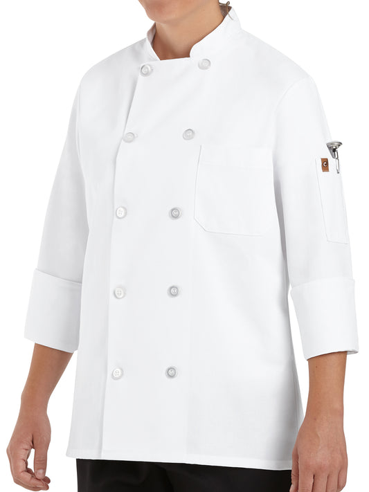Women's Ten Pearl Button 28.5" Chef Coat - 0401 - White
