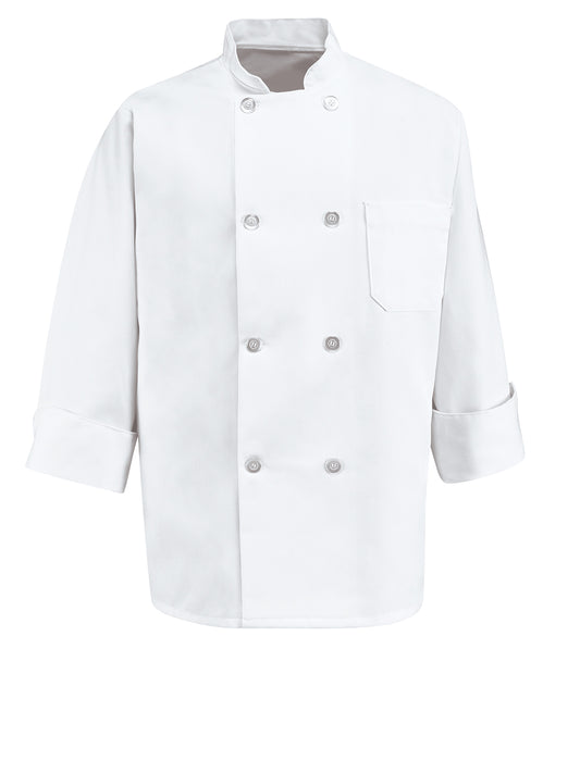 Men's Eight Pearl Button 30" Chef Coat - 0403 - White