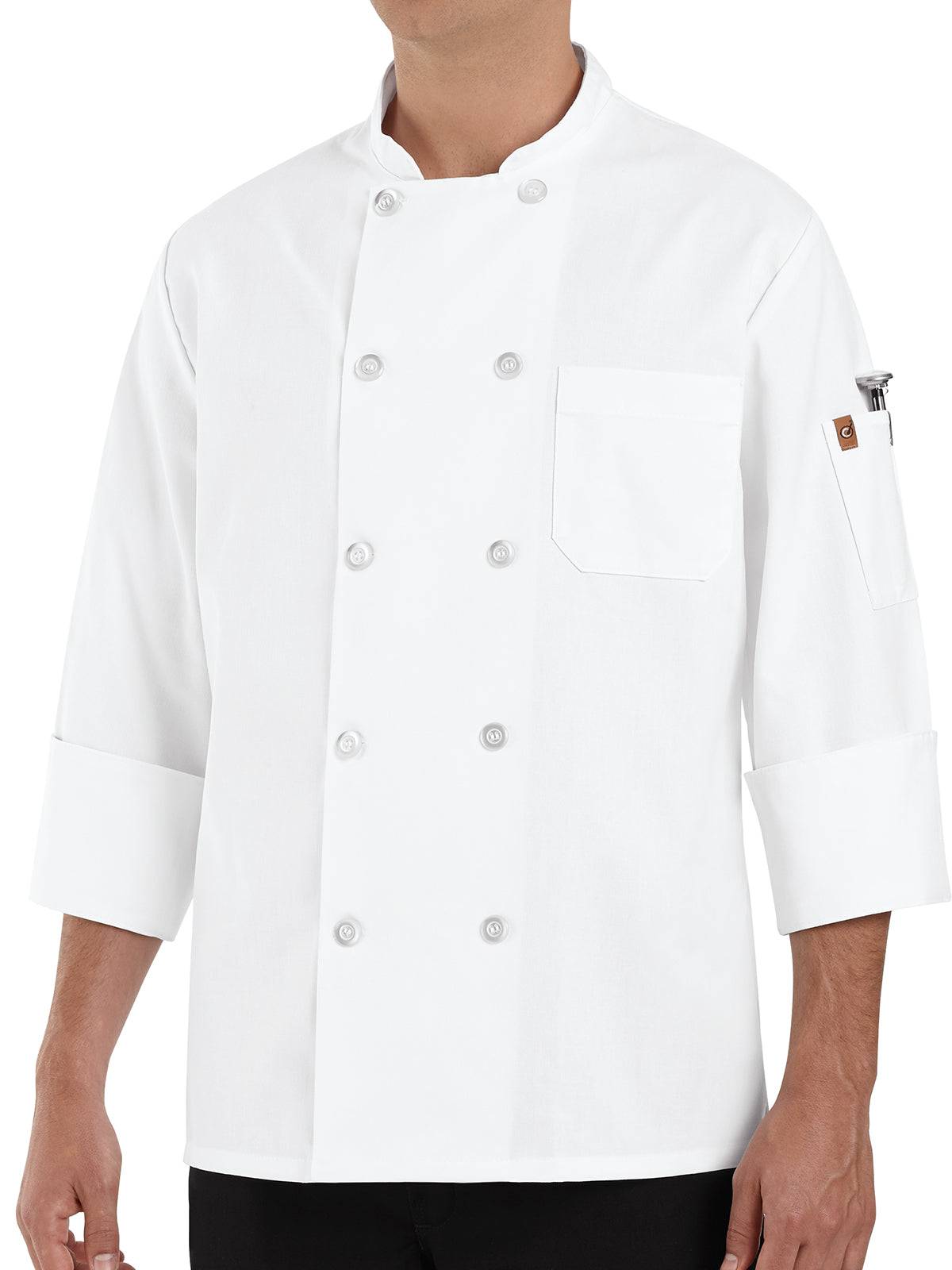Unisex Ten Pearl Button 30" Poly-Cotton Chef Coat - 0415 - White