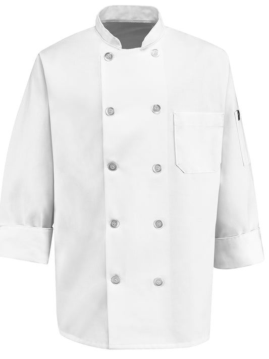 Unisex Ten Pearl Button 30" Polyester Chef Coat - 0423 - White