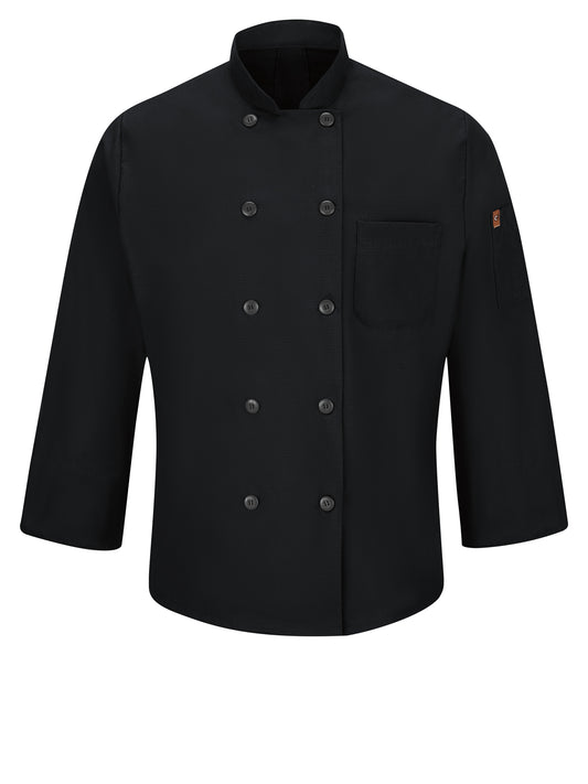 Men's Ten-Button 25" Chef Coat with OilBlok + MIMIX™ - 042X - Black