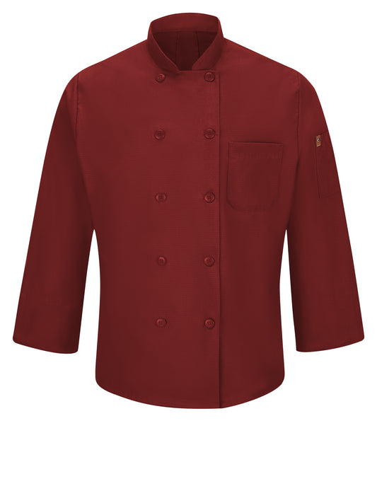 Men's Ten-Button 25" Chef Coat with OilBlok + MIMIX™ - 042X - Fireball Red