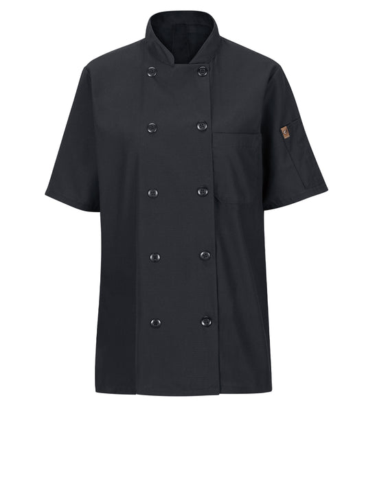 Women's Short Sleeve 28.5" Chef Coat with OilBlok + MIMIX™ - 045X - Black