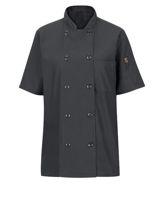 Women's Short Sleeve 28.5" Chef Coat with OilBlok + MIMIX™ - 045X - Charcoal
