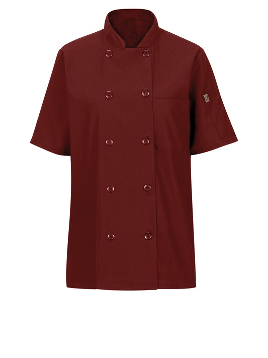 Women's Short Sleeve 28.5" Chef Coat with OilBlok + MIMIX™ - 045X - Fireball Red