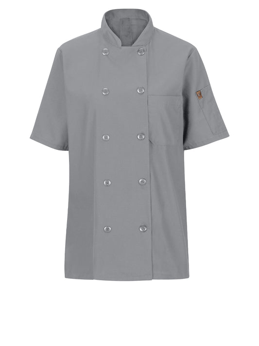 Women's Short Sleeve 28.5" Chef Coat with OilBlok + MIMIX™ - 045X - Grey