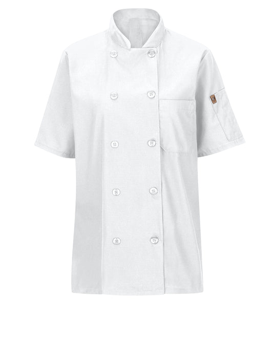 Women's Short Sleeve 28.5" Chef Coat with OilBlok + MIMIX™ - 045X - White