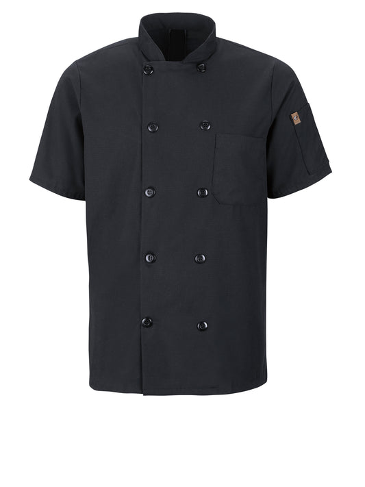 Men's Short Sleeve 29.5" Chef Coat with OilBlok + MIMIX™ - 046X - Black