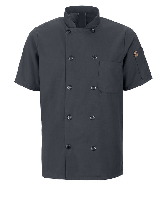 Men's Short Sleeve 29.5" Chef Coat with OilBlok + MIMIX™ - 046X - Charcoal