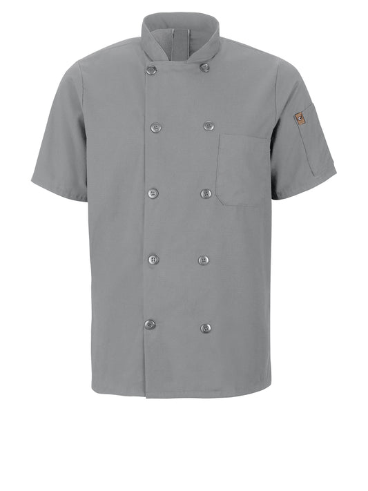 Men's Short Sleeve 29.5" Chef Coat with OilBlok + MIMIX™ - 046X - Grey