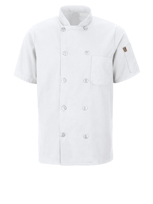 Men's Short Sleeve 29.5" Chef Coat with OilBlok + MIMIX™ - 046X - White