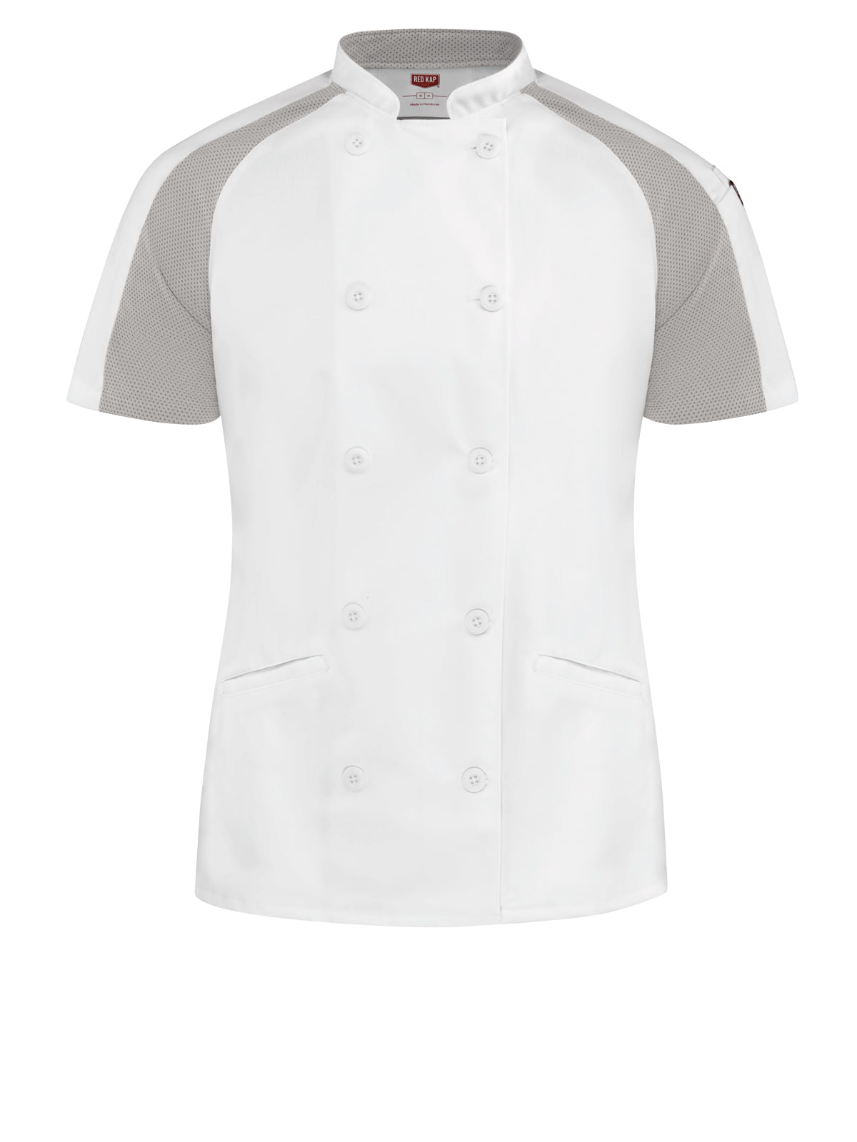 Women's Airflow Raglan Chef Coat with OilBlok - 051W - White with White/Gray Mesh