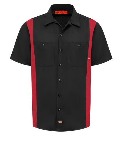 Men's Industrial Color Block Short-Sleeve Shirt - 24 - Black/English Red