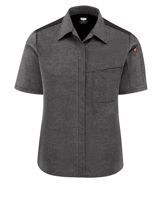 Women's Airflow Cook Shirt with OilBlok - 501W - Charcoal Heather with Charcoal/Black Mesh