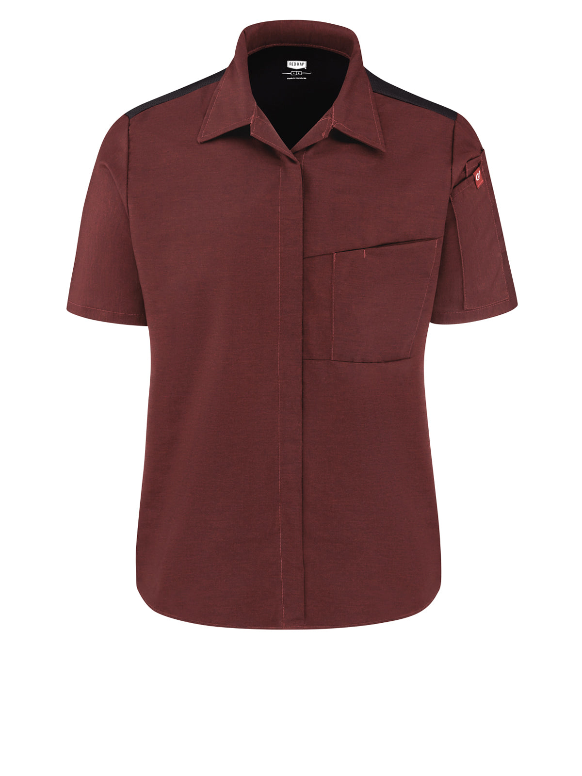 Women's Airflow Cook Shirt with OilBlok - 501W - Merlot Heather with Black Mesh