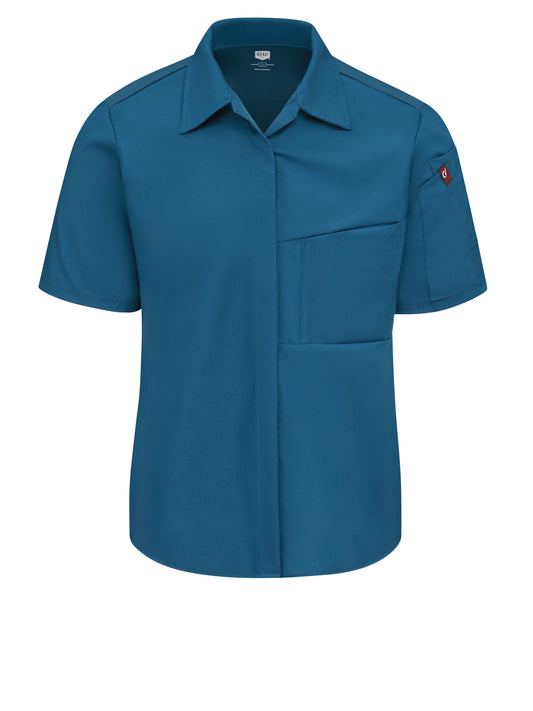 Women's Airflow Cook Shirt with OilBlok - 501W - Teal with Teal Mesh