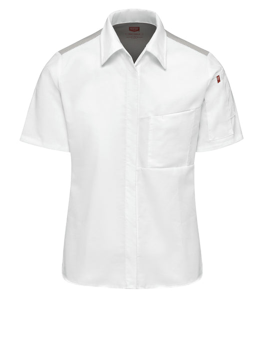 Women's Airflow Cook Shirt with OilBlok - 501W - White with White/Gray Mesh