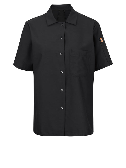 Women's Short Sleeve Cook Shirt with OilBlok + MIMIX™ - 501X - Black