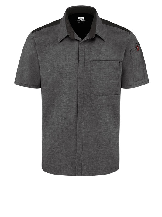 Men's Airflow Cook Shirt with OilBlok - 502M - Charcoal Heather With Charcoal/ Black Mesh