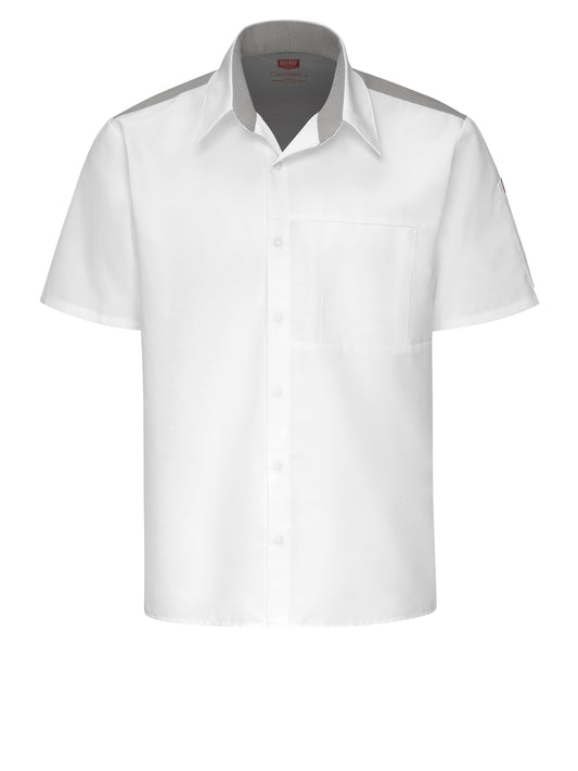 Men's Airflow Cook Shirt with OilBlok - 502M - White with White/Gray Mesh