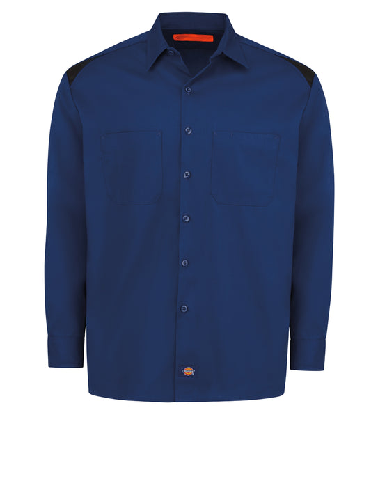 Men's Long Sleeve Performance Shirt - 6605 - Cobalt Blue/Black