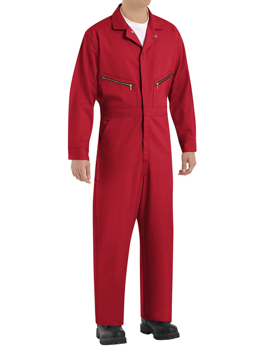 Men's Zip-Front Cotton Coverall - CC18 - Red