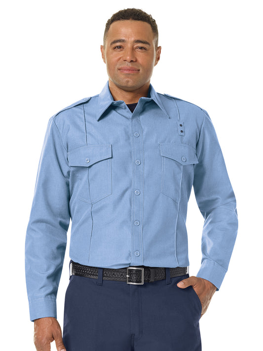 Men's Classic Long Sleeve Fire Chief Shirt - FSC0 - Light Blue