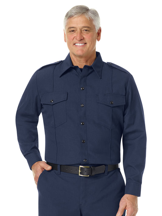 Men's Classic Long Sleeve Fire Chief Shirt - FSC4 - Navy