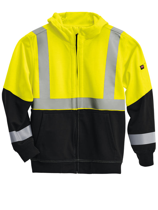 Unisex Performance Work Hoodie - HJ10 - Black & Hi Visibility Yellow