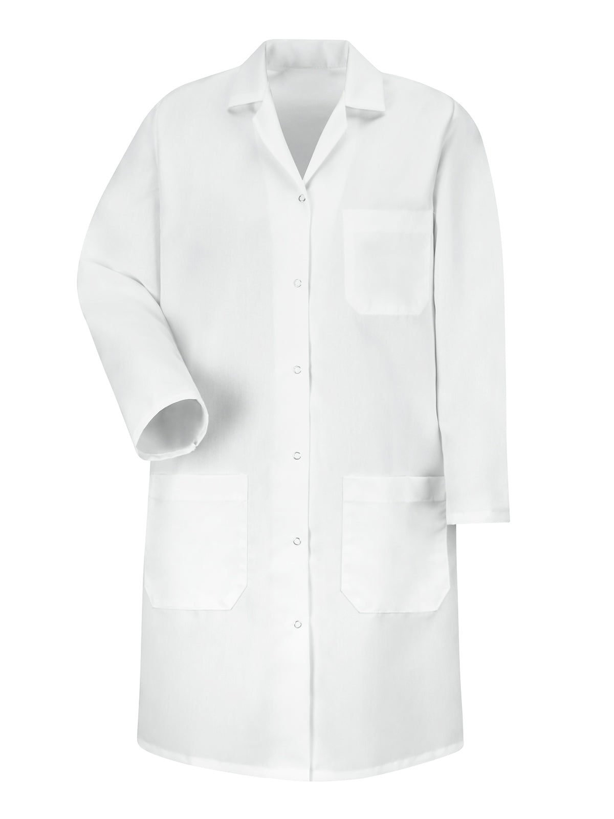 Women's Three-Pocket Gripper-Front 38.25" Full-Length Lab Coat - KP15 - White