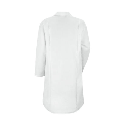 Women's Three-Pocket Gripper-Front 38.25" Full-Length Lab Coat - KP15 - White