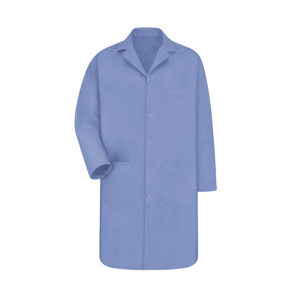 Men's Three-Pocket Gripper-Front 41.5" Full-Length Lab Coat - KP18 - Light Blue