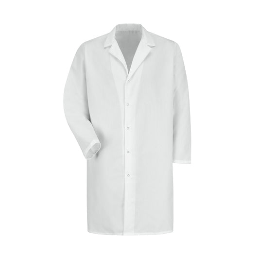 Men's Pocketless Gripper-Front 41.5" Full-Length Lab Coat - KP38 - White