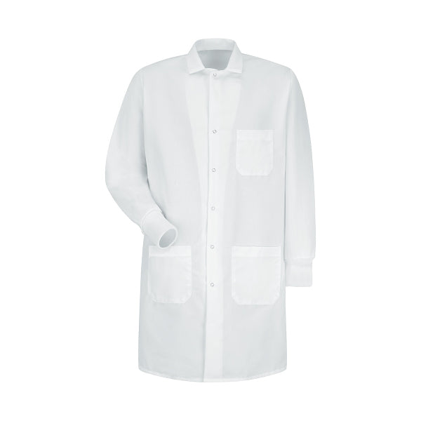 Unisex Exterior Pocket Gripper-Front 41.5" Full-Length Lab Coat - KP70 - White