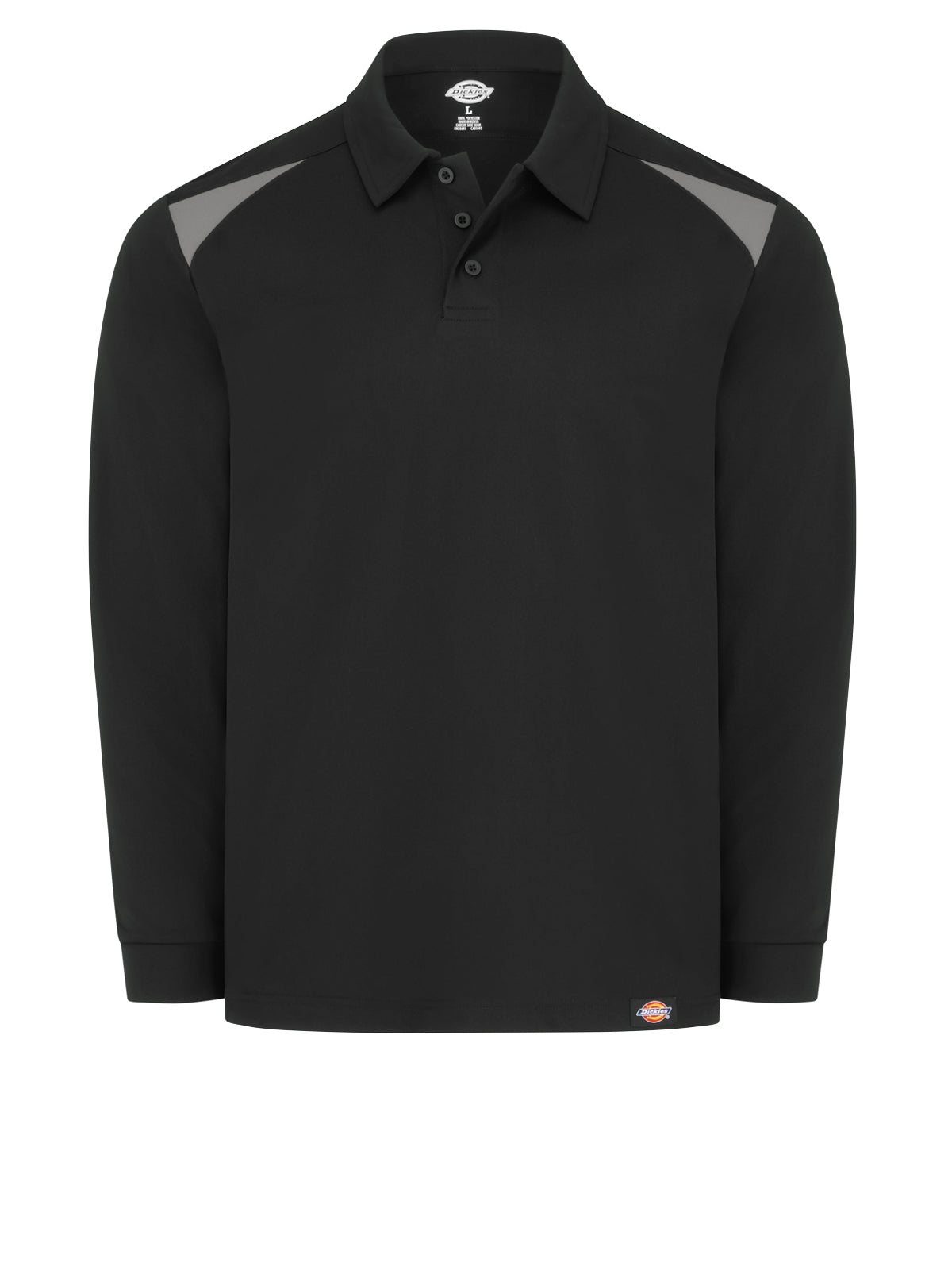 Men's Team Performance Long-Sleeve Polo - LL66 - Black/Smoke