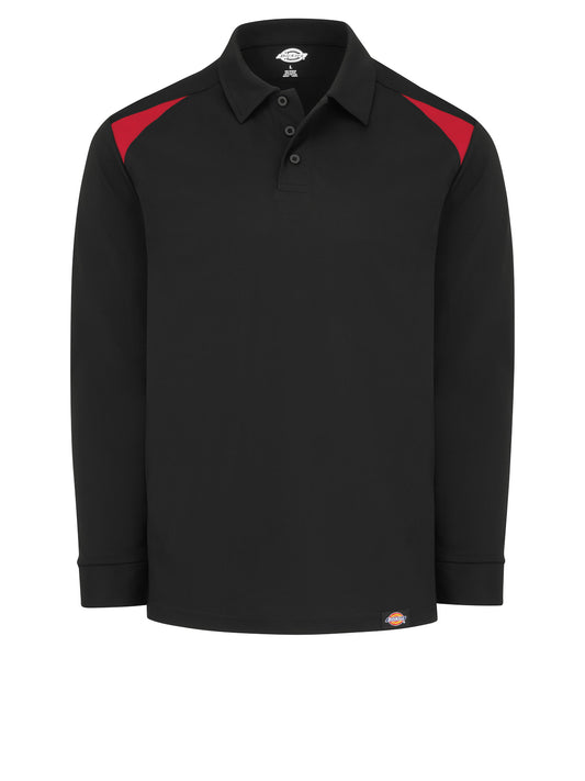 Men's Team Performance Long-Sleeve Polo - LL66 - Black/English Red