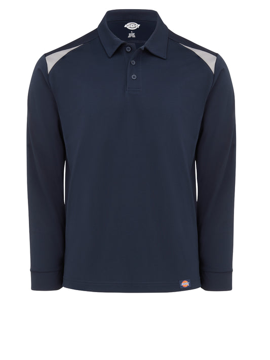 Men's Team Performance Long-Sleeve Polo - LL66 - Dark Navy/Smoke