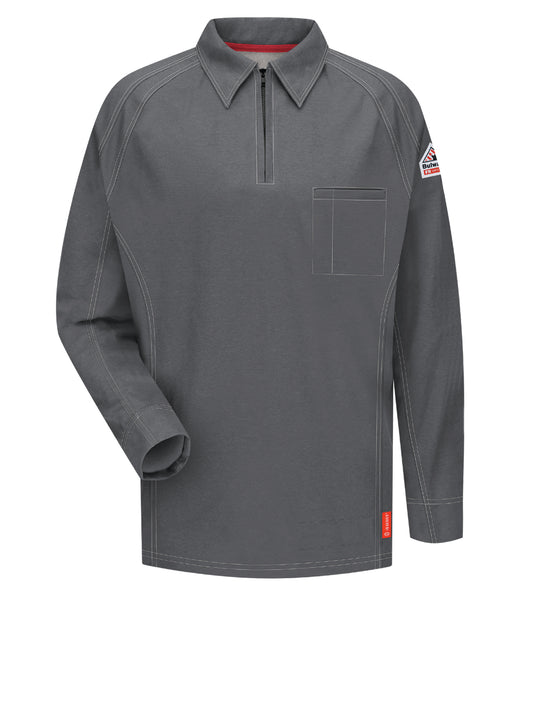 Men's iQ Series® Comfort Knit Flame-Resistant Long Sleeve Polo - QT12 - Charcoal