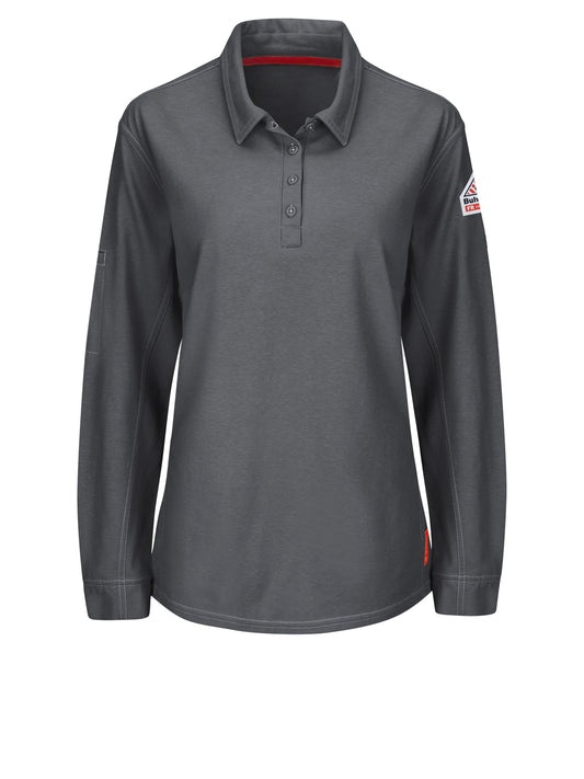 Women's iQ Series® Comfort Knit Flame-Resistant Long Sleeve Polo - QT15 - Charcoal