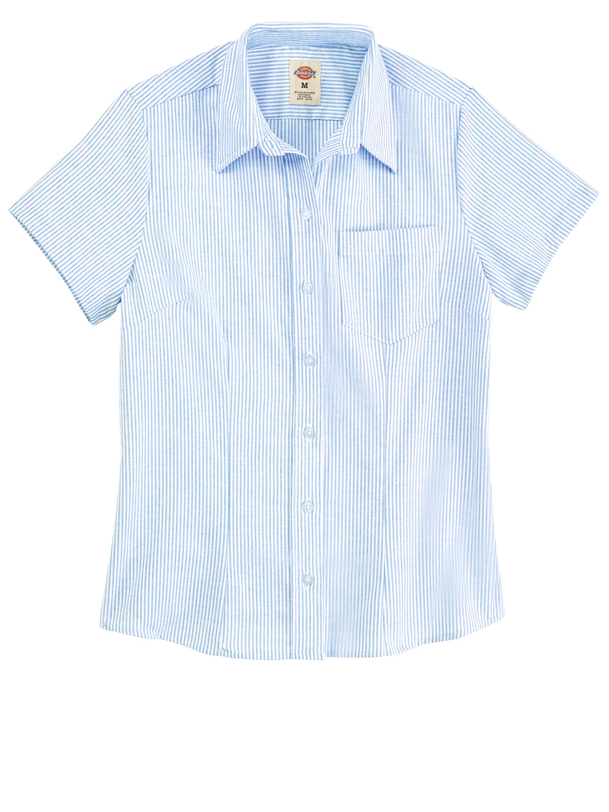 Women's Short-Sleeve Stretch Oxford Shirt - S254 - Blue/White Stripe