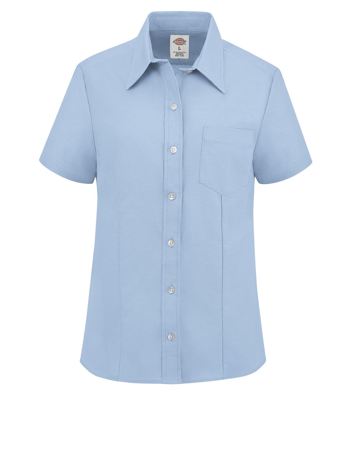 Women's Short-Sleeve Stretch Oxford Shirt - S254 - Light Blue