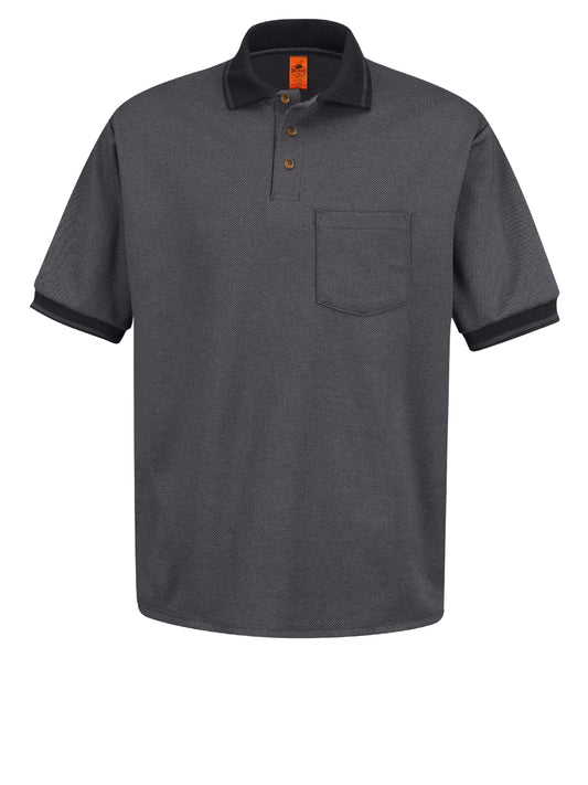 Men's Short Sleeve Performance Knit Twill Polo - SK52 - Black/Charcoal