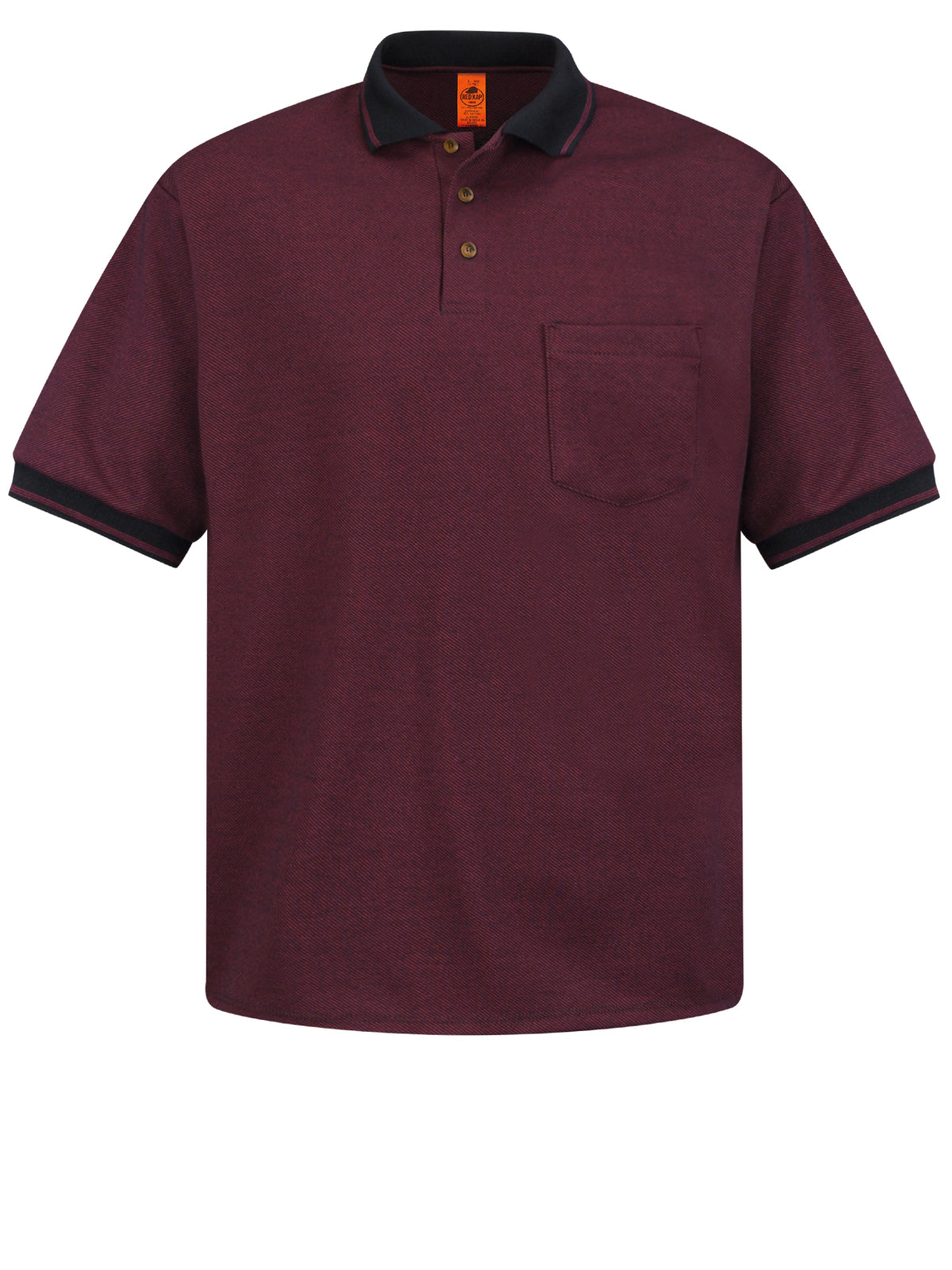 Men's Short Sleeve Performance Knit Twill Polo - SK52 - Burgundy/Black