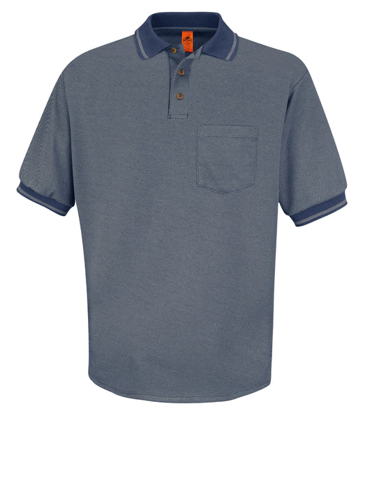 Men's Short Sleeve Performance Knit Twill Polo - SK52 - Moss Green/Navy